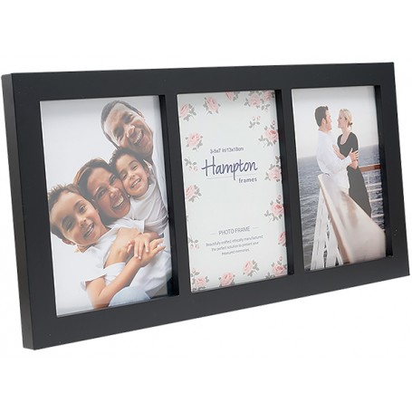 Hampton Gallery Wood Black 3 Aperture 5x7"